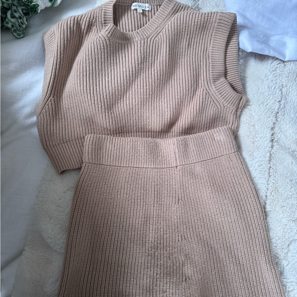Mimosa Women's Tan Knit Sweater Set